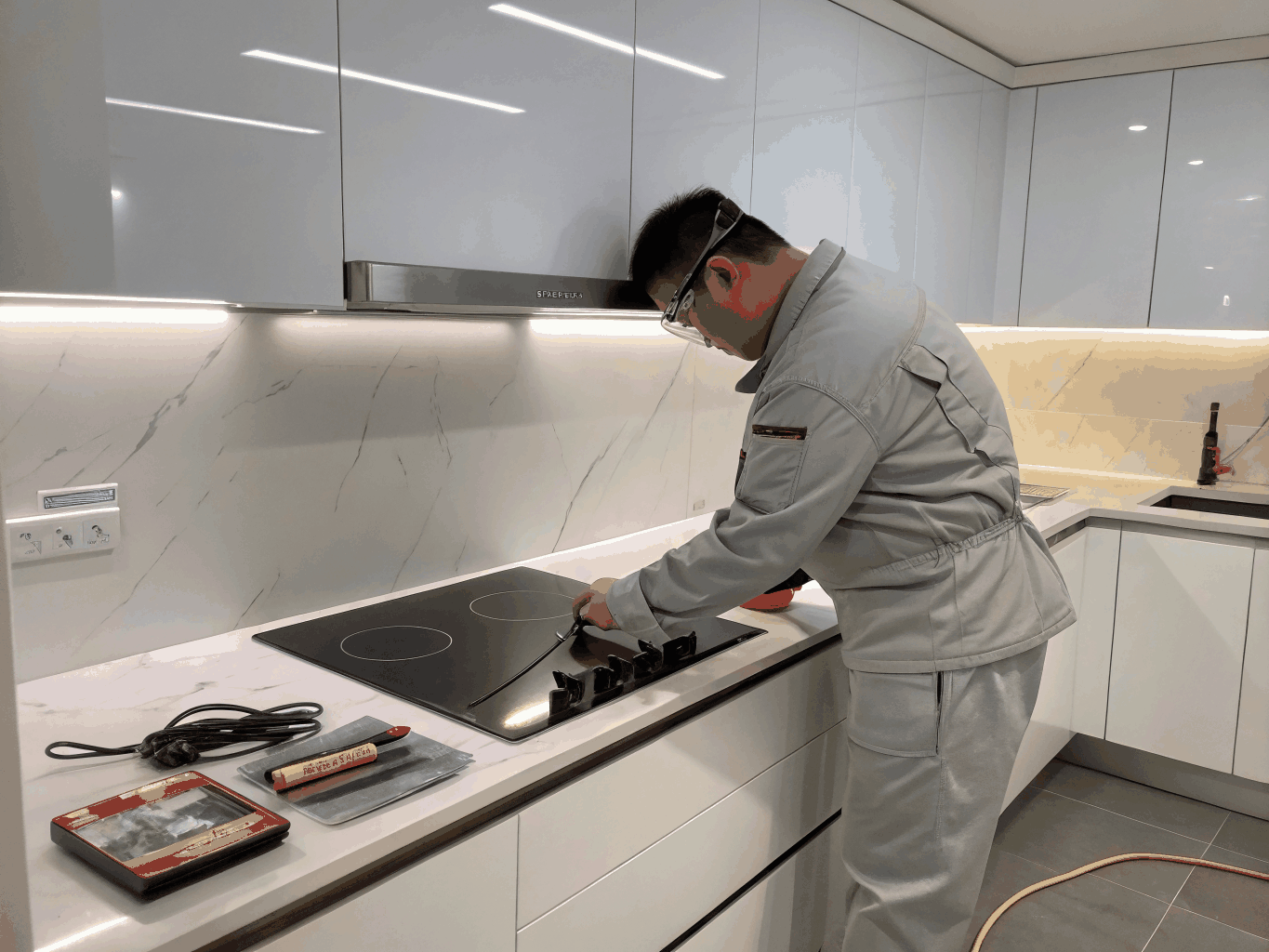 Induction and gas cooktop electronics repair in Buford residential residence
